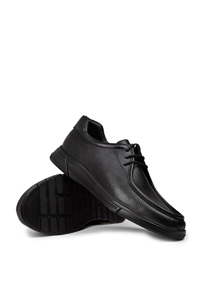 Deery Men's Genuine Leather Black Walking Shoes