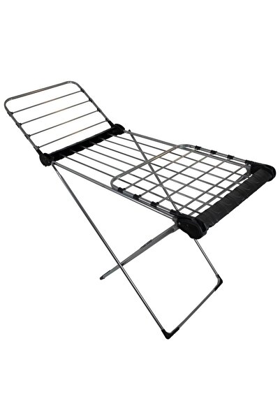 woodhub Geniş ve dayanıklı kalın borulu kanatlı büyük boy çamaşır kurutmalığı, gri renk