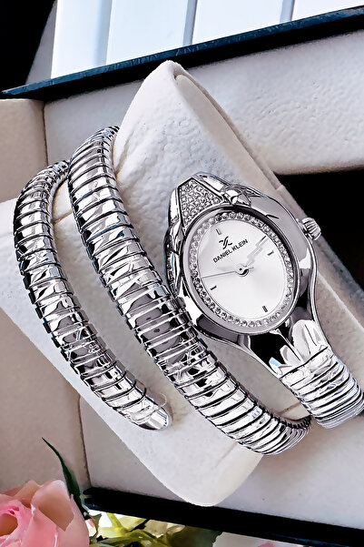 Daniel Klein Yılan Saat Model - Kadın Kol Saati, Su Geçirmez Gümüş Renk Çelik Kordon - Bileklik Hediye DKBY2044C5