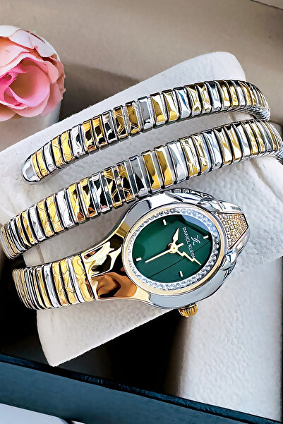 Daniel Klein Snake Watch Model - Women's Wrist Watch, Waterproof Gold Silver Steel Band - Bracelet Gift Dkby2044C4
