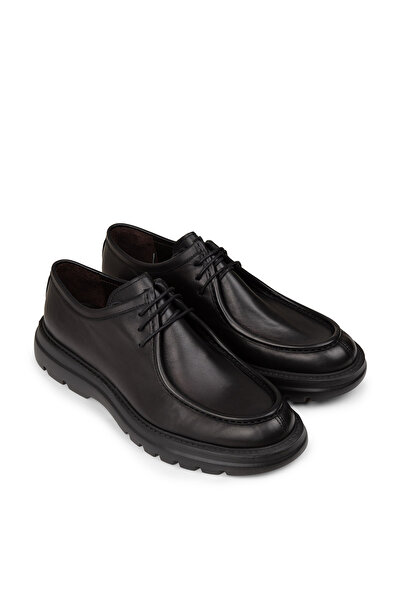 Deery Men's Black Genuine Leather Casual Shoes