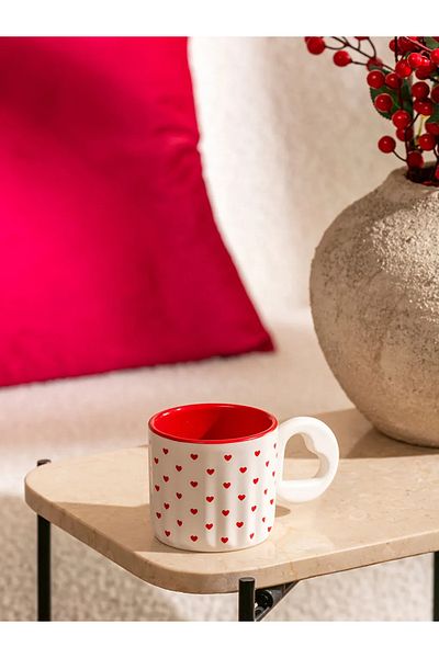LC Waikiki Lcw Home Red Heart Printed Ceramic Mug 270 ml