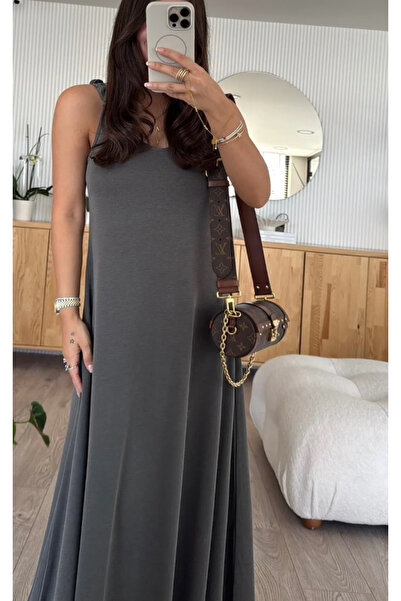 Marjinal KADIN BÜZGÜLÜ ASKILI MODAL PİKE ELBİSE