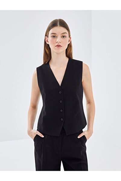 LC Waikiki Black V-Neck Women's Classic Vest