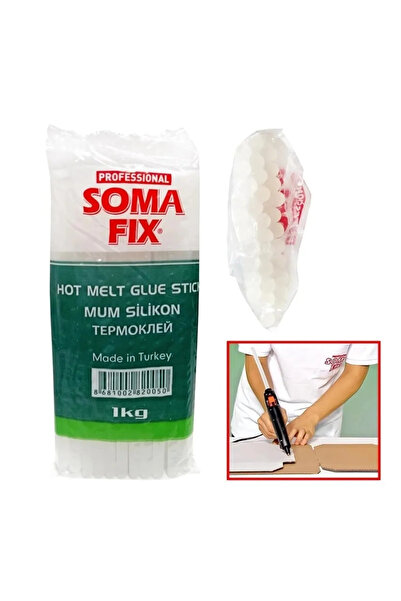TOPALAKTİCARET 1 Kg 7.4x300 Mm Ince Somafıx Mum Silikon Çubuk Sıcak Şeffaf