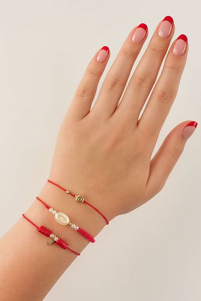 KEEBA 3 Tulip Pearl Evil Eye Bead Elevator Elastic Rope Bracelet. Women's String Bracelet Anklet with Beads
