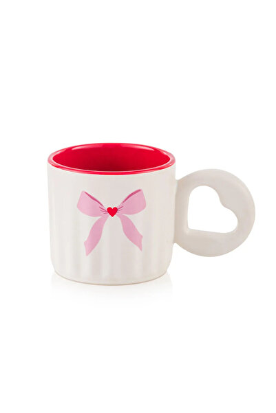 LC Waikiki LCW HOME Kırmızı Fiyonk Baskılı Seramik Kupa 270 ml