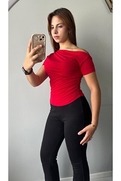 LONELY WOLF - Women's Off Shoulder Gathered Sandy Blouse 126