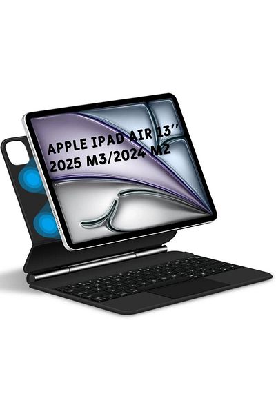 HYX Magic Keyboard Case For iPad Air 13 inch M3 2025 M2 Pro 12.9 Smart Cover Folio Black