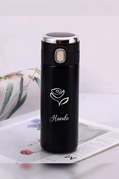 İŞTE BU Kişiye Özel 450 ML Dijital Isı Göstergeli Kilitli Kapaklı Gül Baskılı...