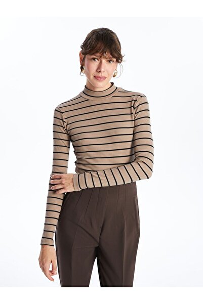 LC Waikiki LCWAIKIKI Basic Dik Yaka Çizgili Kadın Body