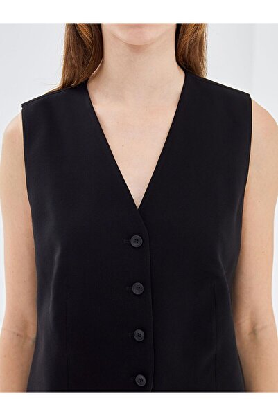 LC Waikiki Black V-Neck Women's Classic Vest