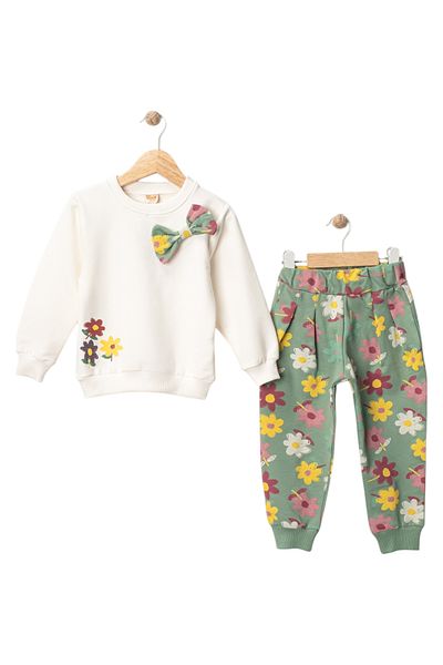 EXTRAÇARŞI Flower Printed Girl Tracksuit Suit 2/5 Years