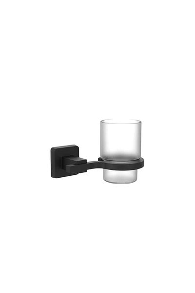 Zethome Dark Series Μαύρη ανοξείδωτη επιτοίχια γυάλινη θήκη οδοντόβουρτσας μπάνιου