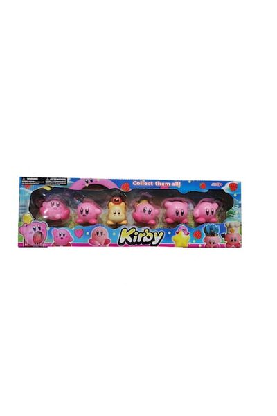 OEM Set 6 Figurines, Kirby Nosechara, pink, 5 cm