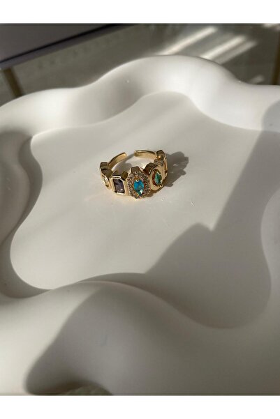 LUXURY خاتم حجر الزركون الملون