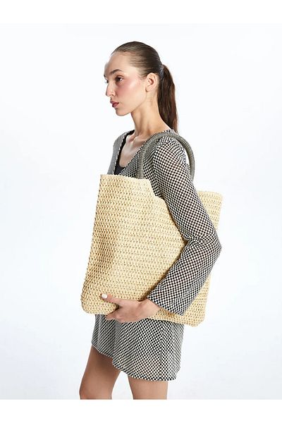 LC Waikiki Lcw Accessories Ecru Straw Women's Handbag
