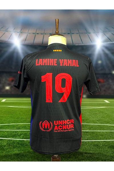 After Party Fc. B.A.R.C.E.L.O.N.A 2024/25 New Season Laminated Yamal Away Jersey (Black) Vs Sports Singlet Ag