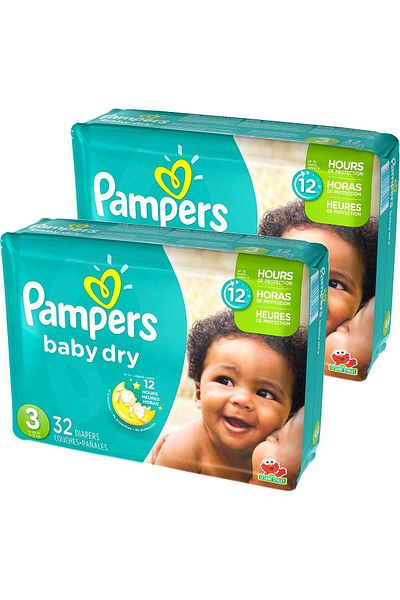 Pampers Baby Dry Diapers Size 3 Jumbo Pack, 32 Count, Pack of 2