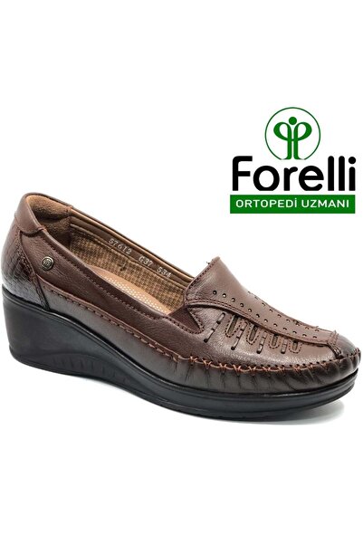Forelli Sahra Genuine Leather Orthopedic Comfort Women's Casual Shoes Taba