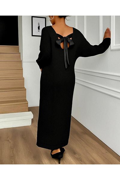 tofan Bow Backless Knitwear Dress