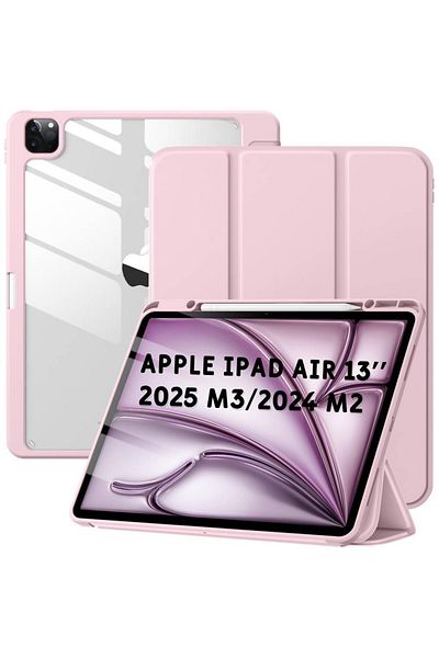 HYX Case for iPad Air 13 Inch Case 2025 M3/2024 M2 Pencil Holder iPad 13 Air M3 M2 Case Back Pink