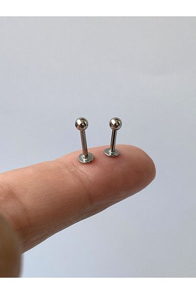 kurukafagift Steel Piercing Straight Rod Ball Tip Tragus Helix Cartilage 2-Piece Model 6-8 mm