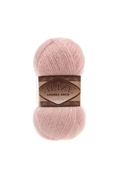 Alize Angora Gold Glitter Hand Knitting Yarn 100g 500m – Can Be Knitted with Needles and Crochet – Color No: 161 - Powder