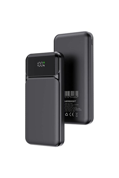 Power Boost PowerBoost NIGHT 125B 10000mAh 22.5W Dahili Kablolu LCD Siyah Taşınabilir Şarj Cihazı Powerbank