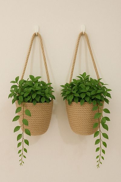 ÖRGÜM Basket Decorative Jute 2-Piece Mini Organizer Plants Not Included