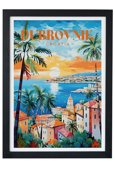gxe.art Dubrovnik Croația Poster pictat cu cadru negru