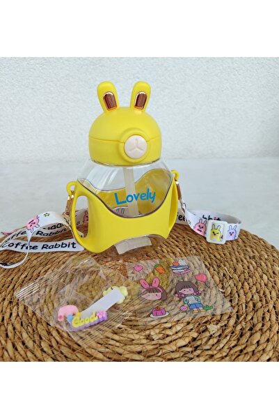 senacacollection 700 ml School Water Bottle with Rabbit Ears, Includes Sticker Gift, Colorful and Stylish Design