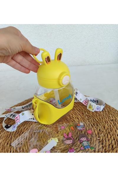 senacacollection 700 ml School Water Bottle with Rabbit Ears, Includes Sticker Gift, Colorful and Stylish Design