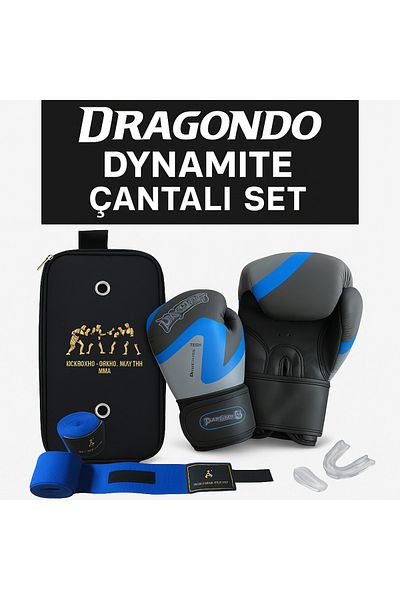 Dragondo Dynamite Kick Boxing Gloves Set of 4 with Bandage Mouthguard and Carry Bag