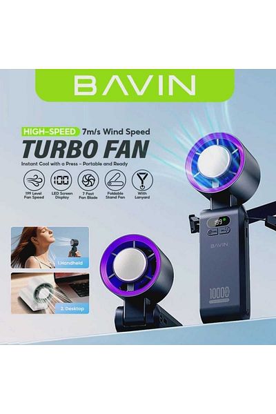 Bavin Mini Foldable Rechargeable Handheld Turbo Cooling Fan