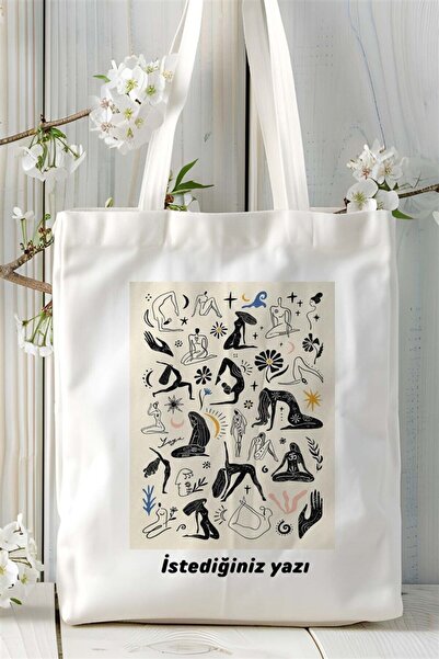 ART HEDİYE pilates Baskılı Bez çanta Kişiye Özel Model 3