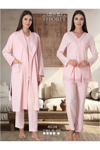EM&FA TEKSTİL Pregnant Maternity Pajama Set with Robe