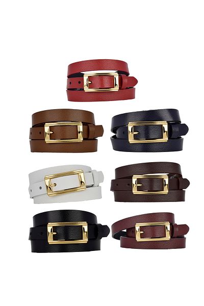 GoDeri 100% Genuine Leather 7-Piece Super Set Gold Color Suit Buckle 2 cm Women's Belt, Compatible with All Outfits