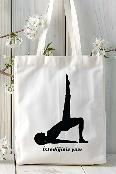ART HEDİYE pilates Baskılı Bez çanta Kişiye Özel Model 5