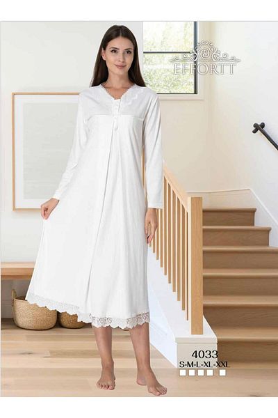 EM&FA TEKSTİL Maternity Lace Detailed Nightgown