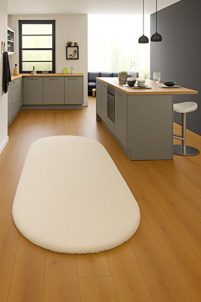 KEVLİNE Modern Peluş Halı Kaymaz Taban Yıkanabilir Salon-Oturma Odası-Mutfak Halısı Oval Halı