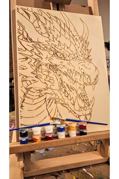 PSAcraft Duvar Dekoru İçin Ahşap - Boyalar ve 2 Fırça İle Birklikte 25 x 35 cm x 8 mm