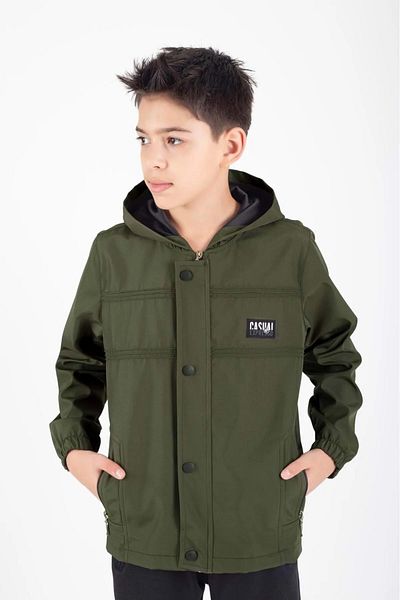 Mnk Baby&Kids Boy's Seasonal Water Repellent Raincoat with Snap Closure Pocket M00753 Green