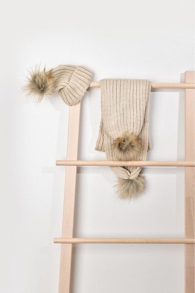 MODA Pi̇nkjoy Ki̇ds Beige Children's Scarf Beanie