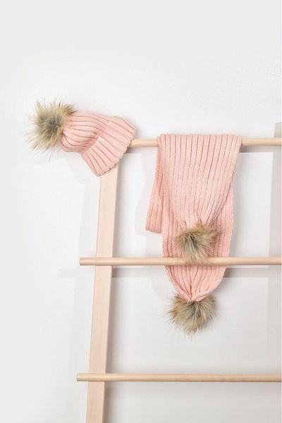 MODA Pi̇nkjoy Ki̇ds Powder Color Children's Scarf Beanie