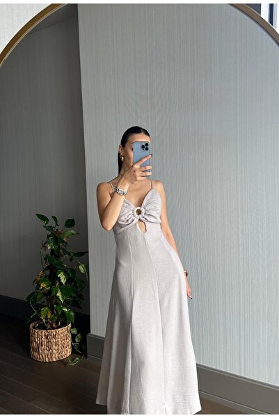 amurpars Strappy Long Linen Dress