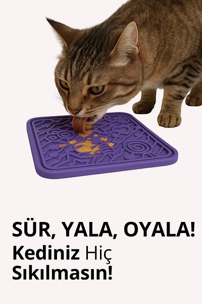 Miyav Lick Mat Lick Mat for Cats and Dogs Purple Color Vacuum Adhesive Lickmat