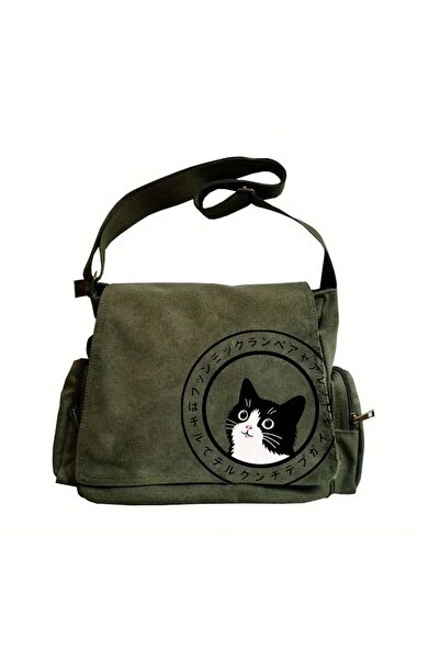 Violon حقيبة ماسنجر للجنسين مطبوعة بطبعة Cat Seriouse من VandiVansi