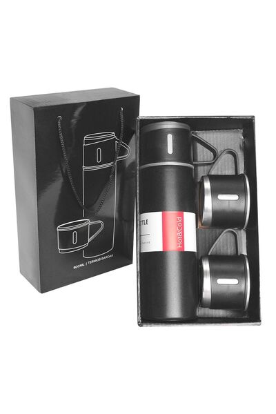 Banadabak TERMOS OȚEL 304 HY-TM11 NEGRU 500 ML CU 3 CUPĂ