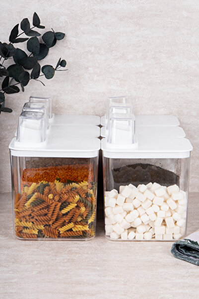 DNS HOME 6-Piece Pulses Set Self-Scale Vacuum Lid Food Storage Container Food Set 2200 ml